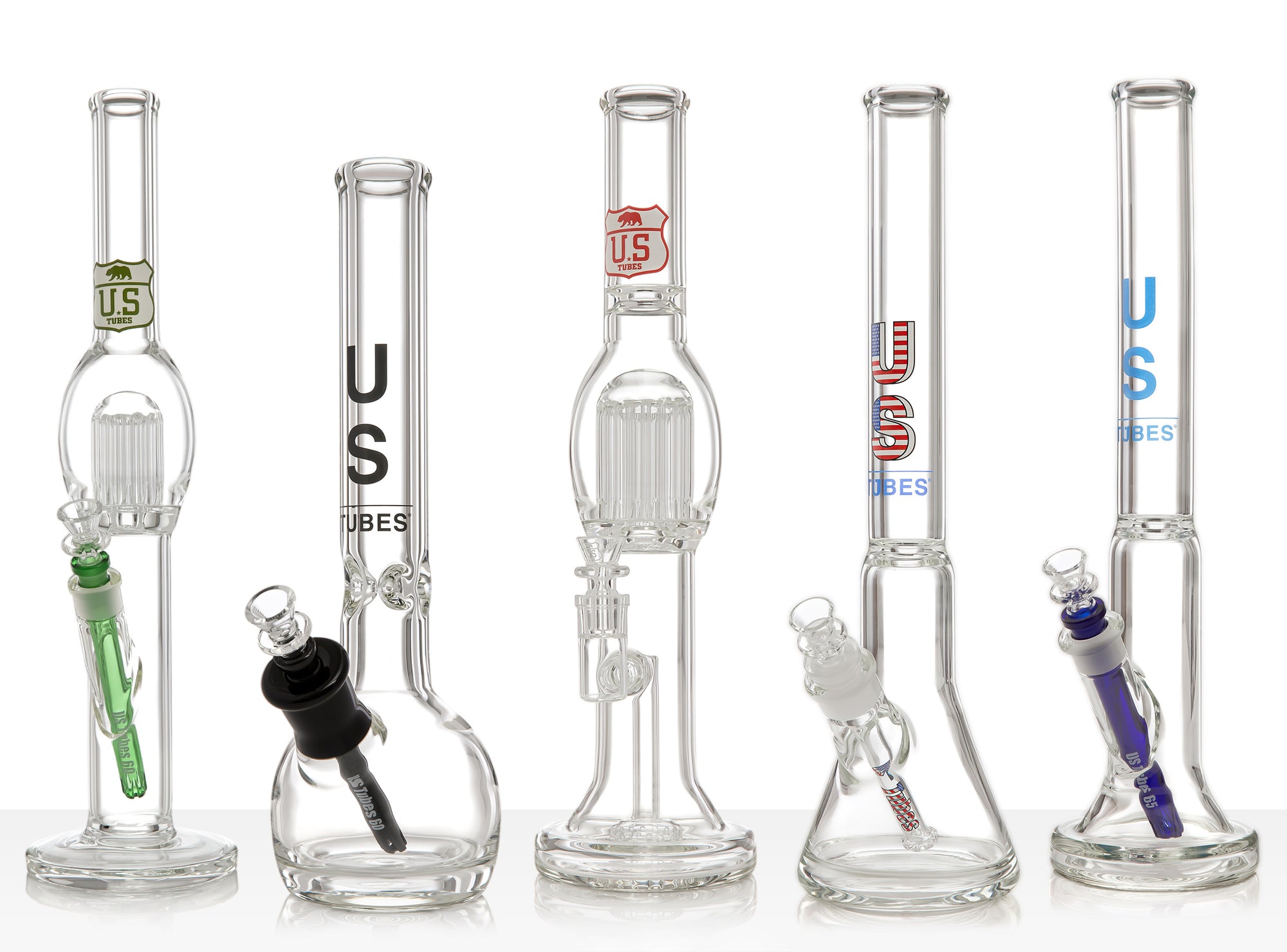 US TUBES Home Page Banner Showing Five Water Pipes