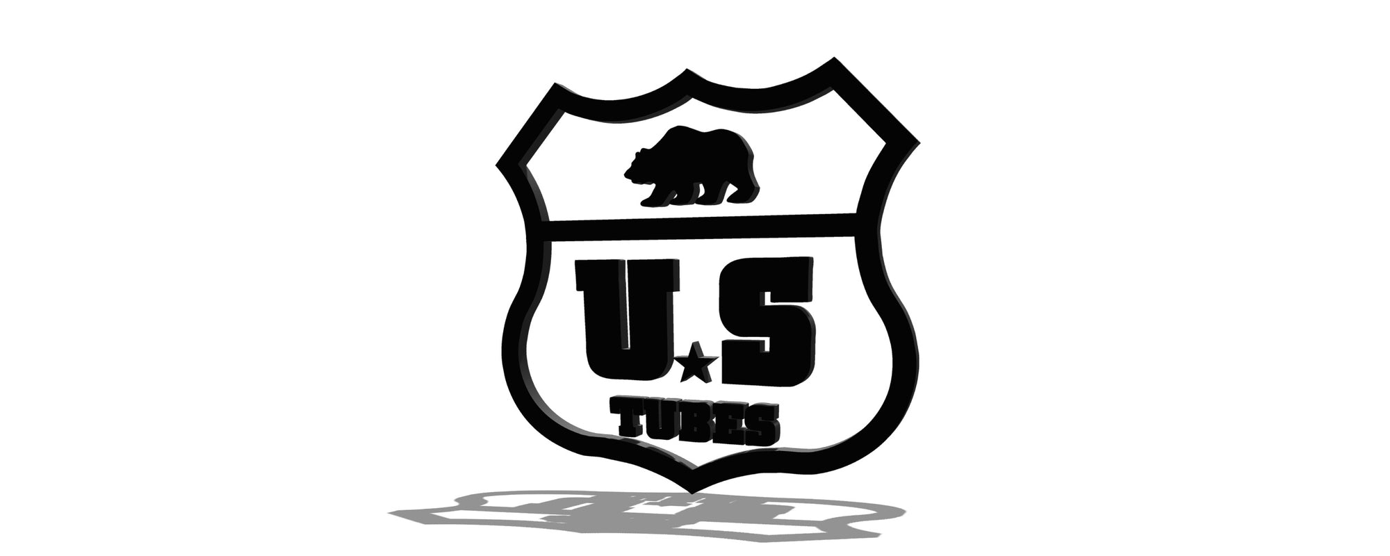 US TUBES Black 3D Logo with Drop Shadow